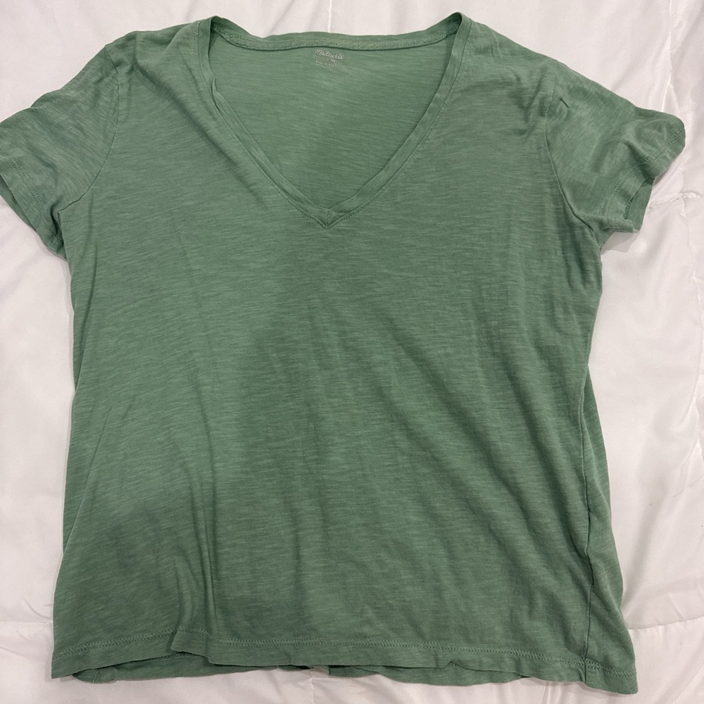 Madewell Sage Green V-Neck Short Sleeve Tee